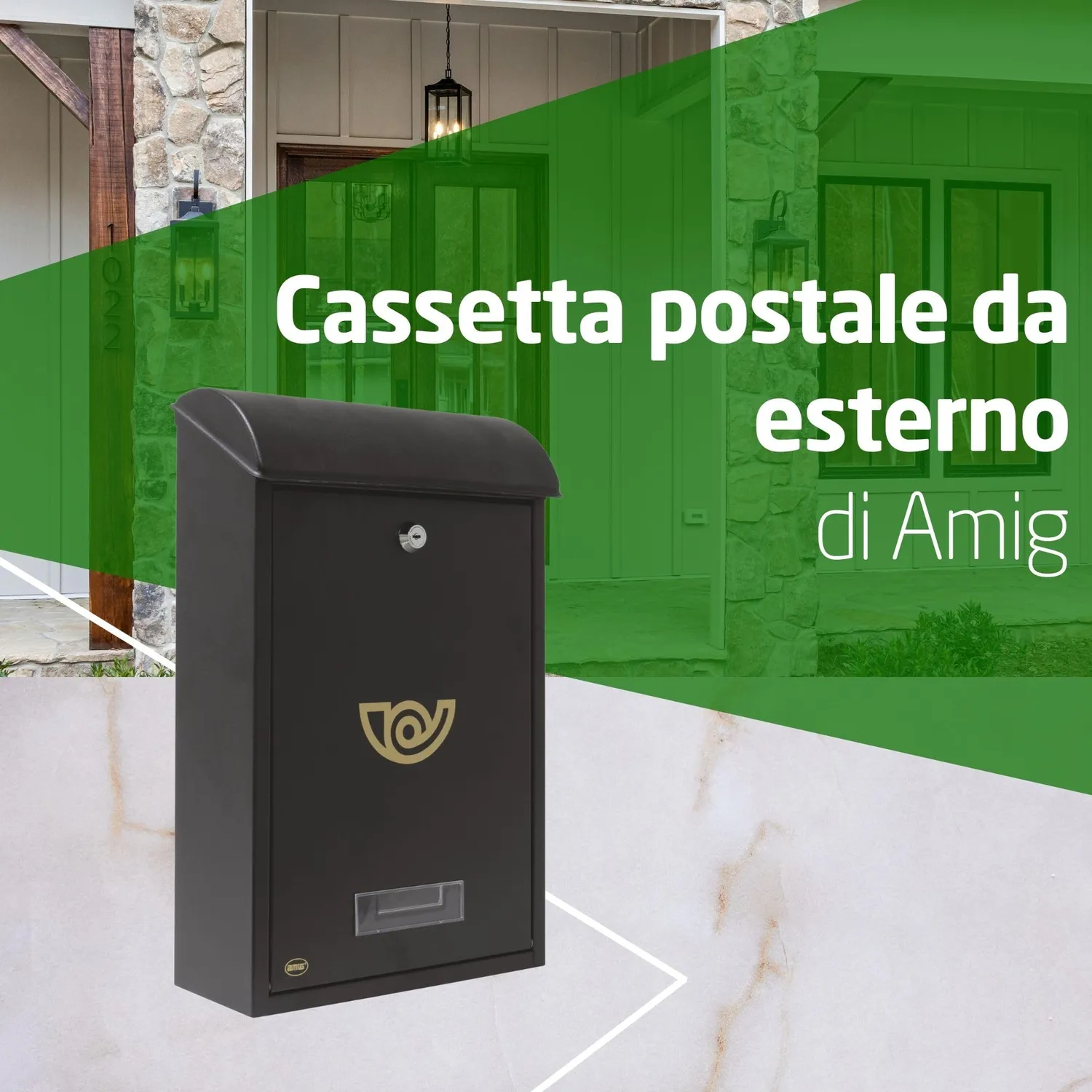 Amig cassetta lettere acciaio nero 40x25x10 cm