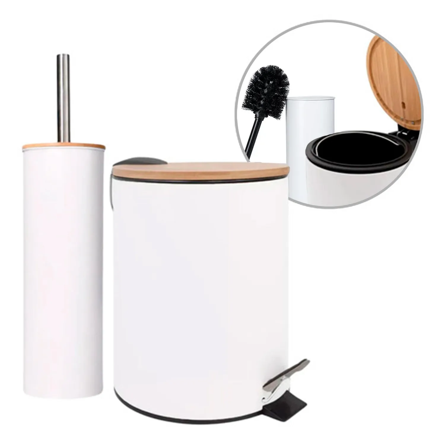 Amig Naturline set bagno nero acciaio e bambu