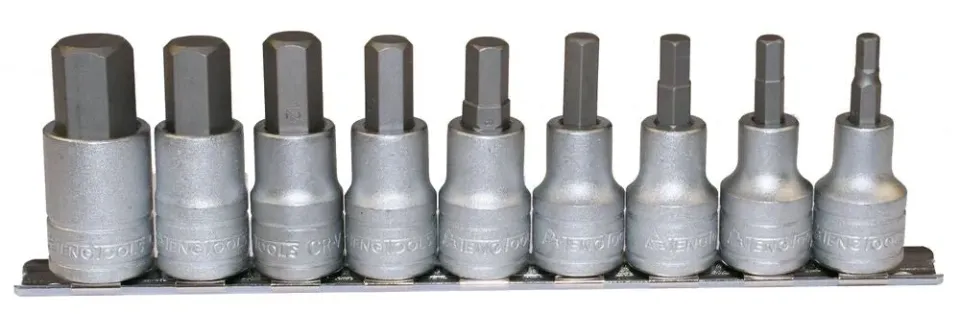 TengTools set bussole esagonali 1/2" 9 pezzi su rail