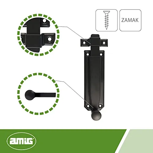 Amig 310 chiavistello 150 mm nero opaco porte cancelli