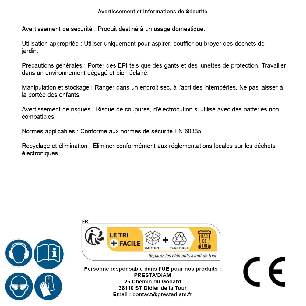 Ribimex PRBAT20 ASBSB Soffiatore Aspiratore 45L