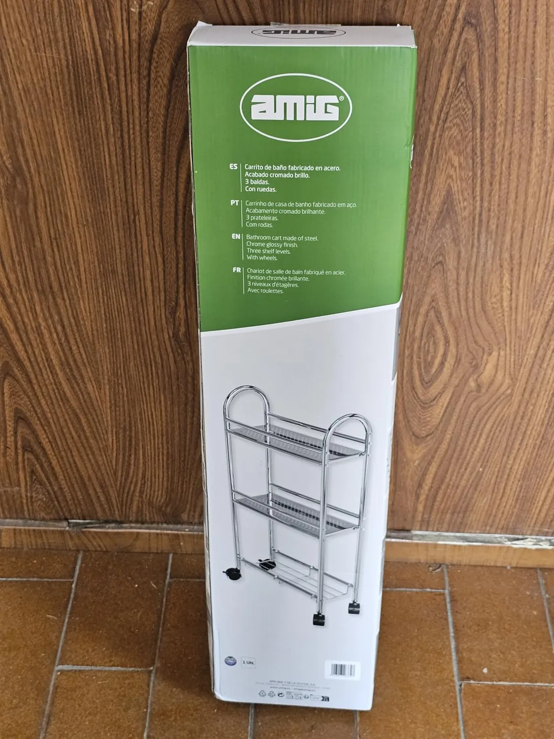 Amig Brisa carrello bagno stretto 3 ripiani con ruote