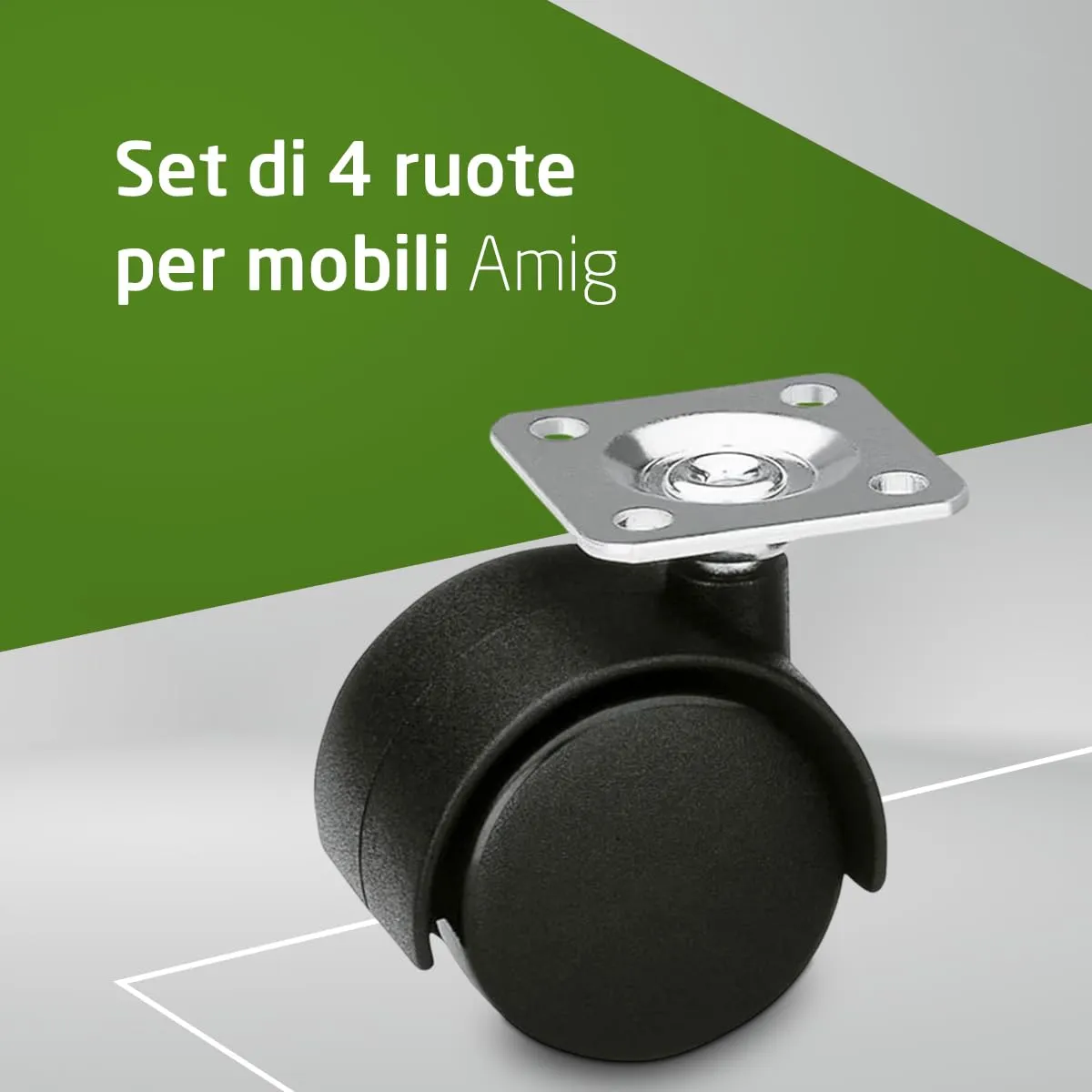 Amig ruote per mobili 40 mm set 4 pezzi senza freno