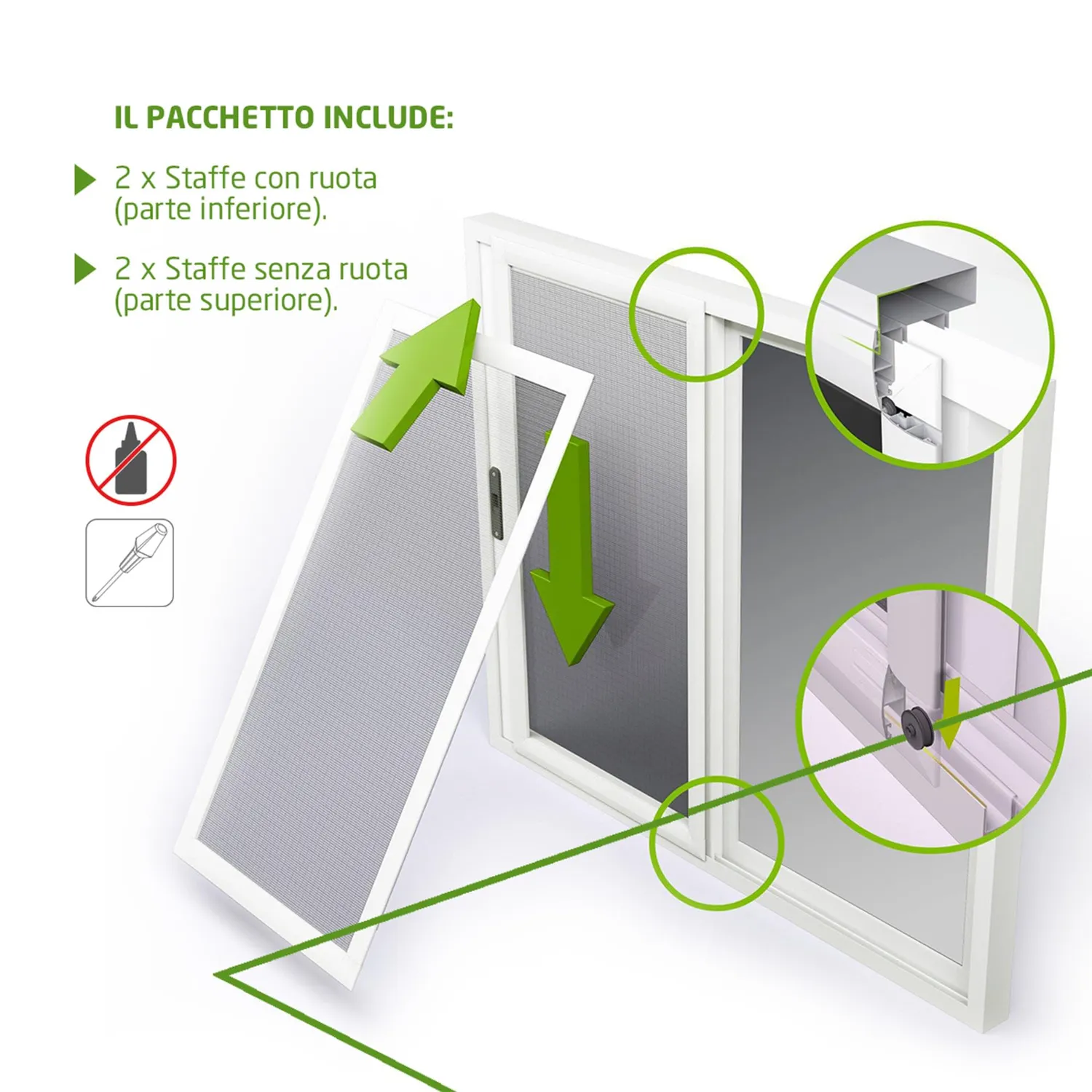 Amig MC01 kit ricambi zanzariera scorrevole nylon bianco