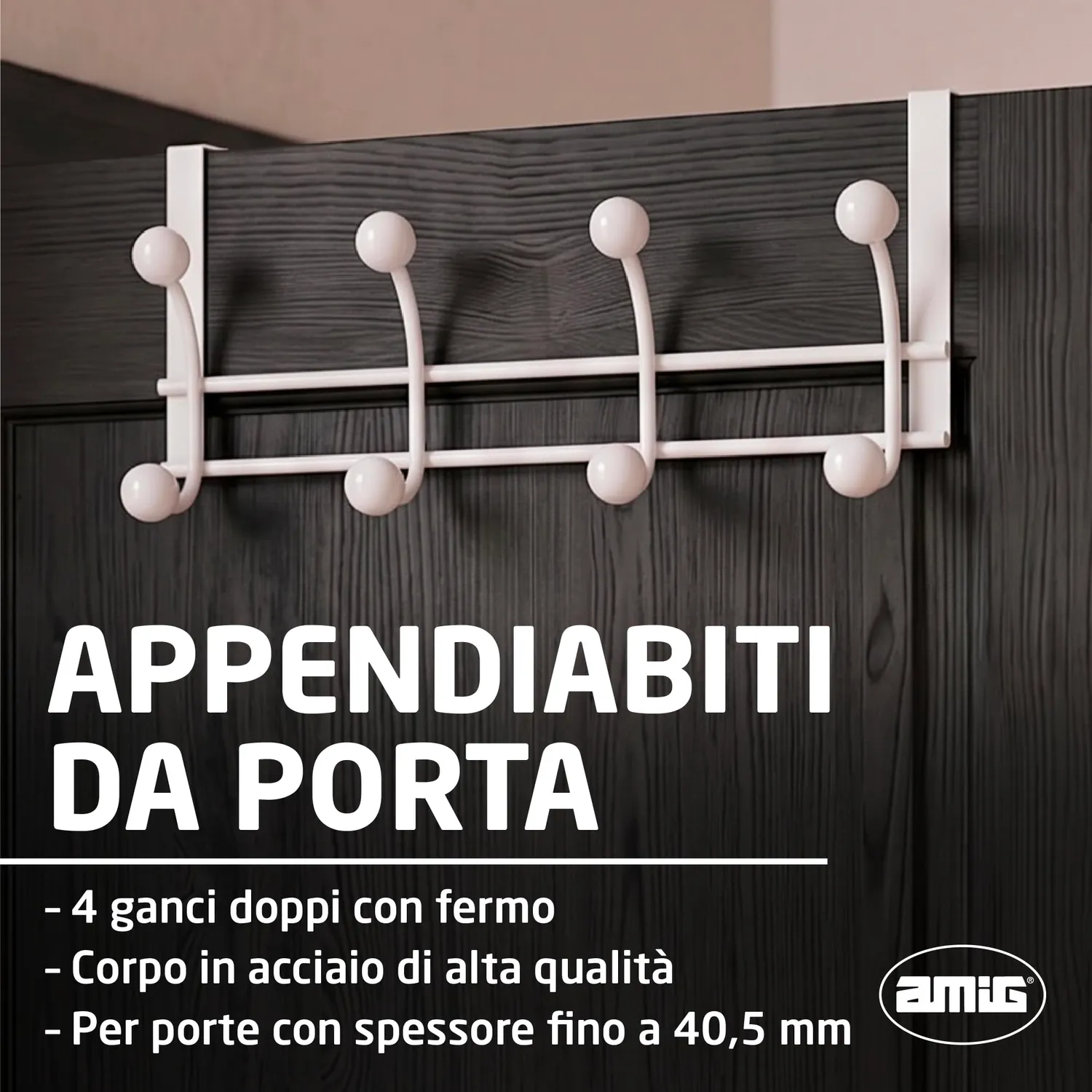 Amig CP46 appendino porta bianco acciaio 2 pezzi