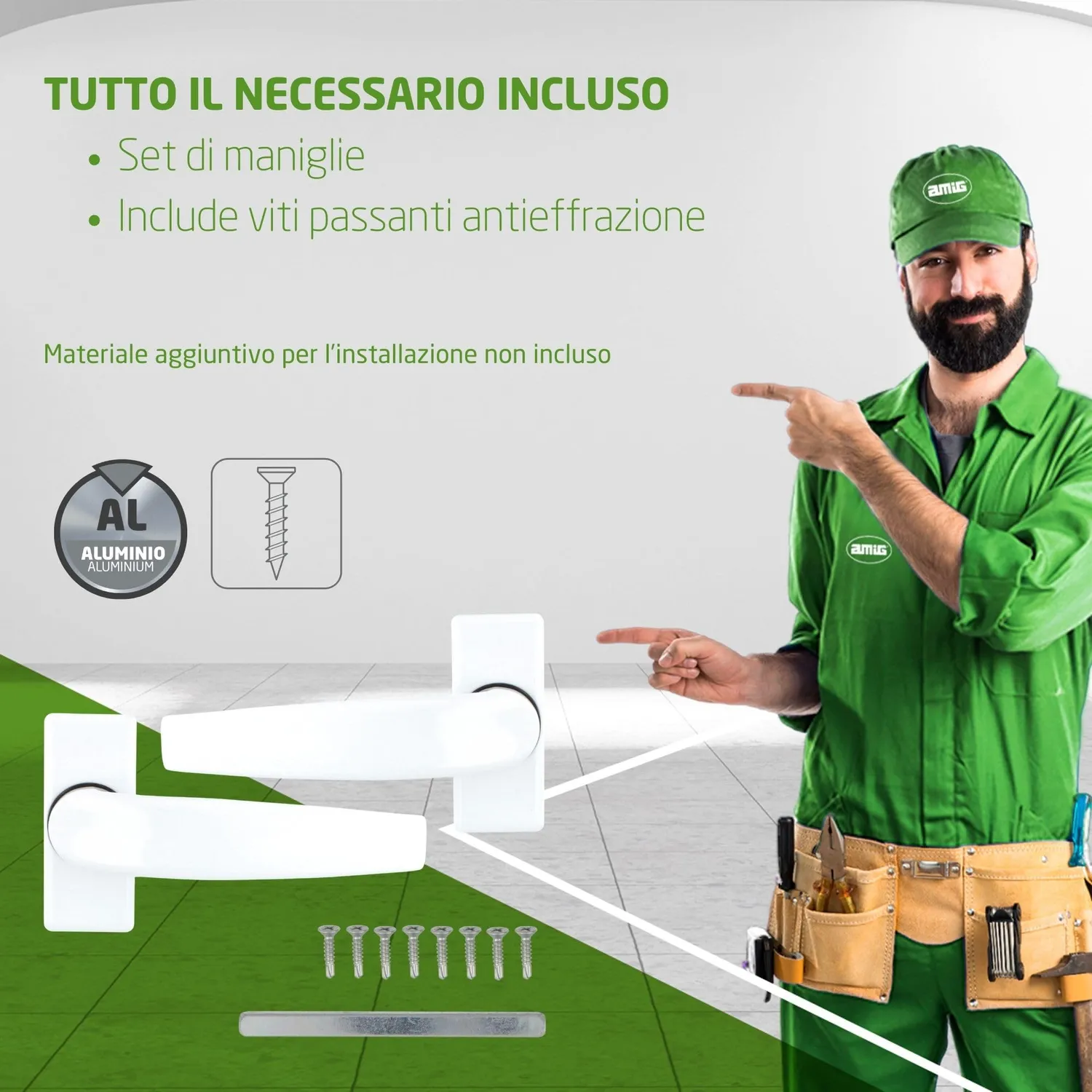Amig Delta maniglia porta interna bianca set 121x72 mm