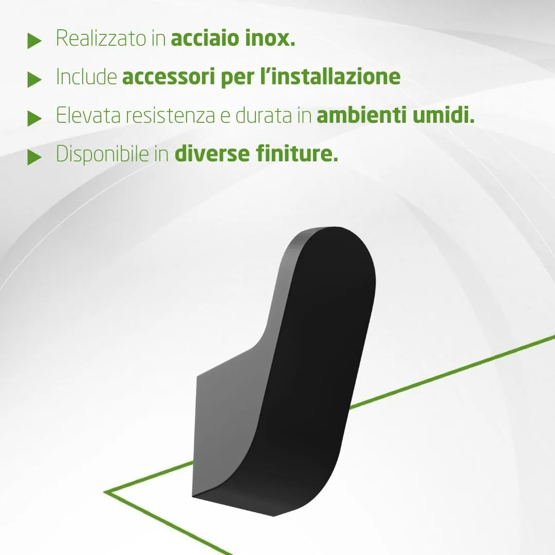 Amig Oma-8 Gancio Bagno Nero Opaco 1 pezzo
