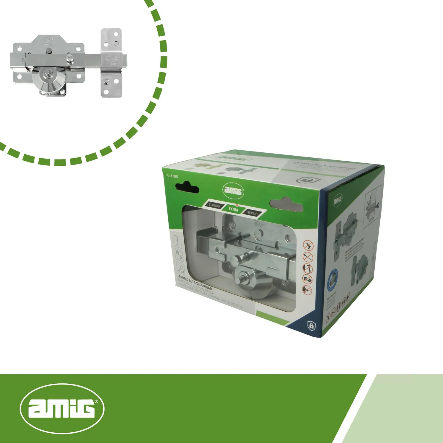 Amig 3 PLUS Serratura da Applicare Argentata 90x154 mm