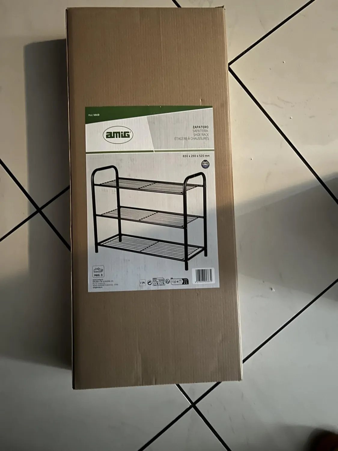 Amig scarpiera metallo 3 ripiani 9 paia 65x25 cm nera