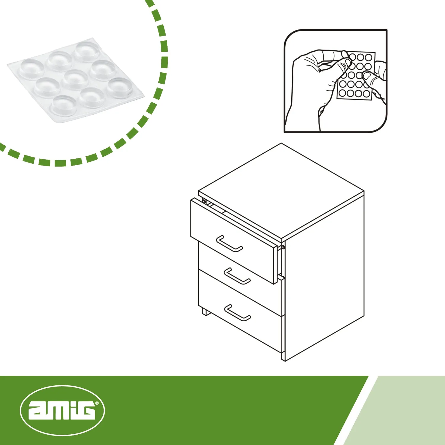 Amig 611 Gommini Paracolpi Adesivi Ø 12x3 mm 24 Pezzi