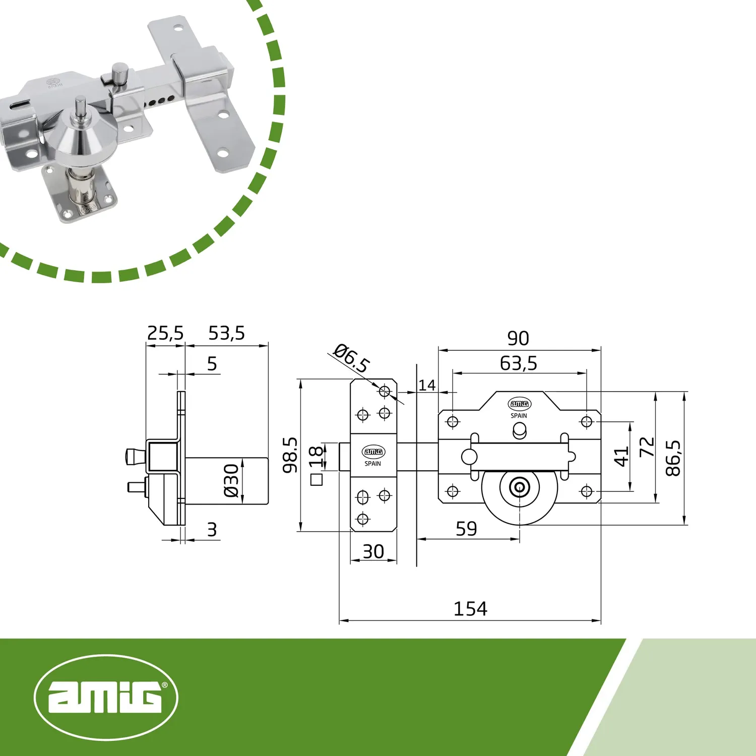 Amig 1PLUS catenaccio con cilindro 70 mm (35-35) acciaio