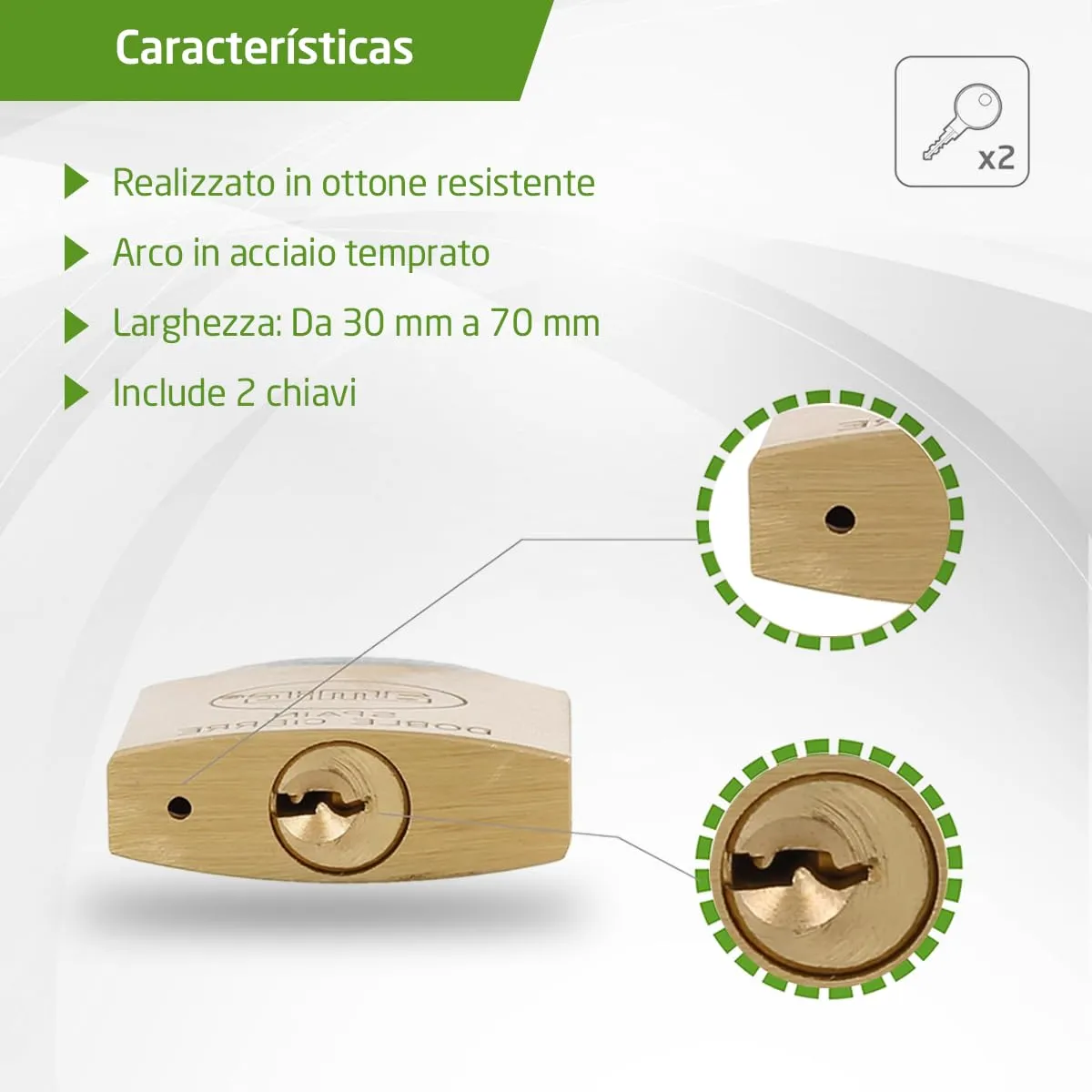 Amig lucchetto sicurezza ottone 40 mm 2 chiavi armadietto