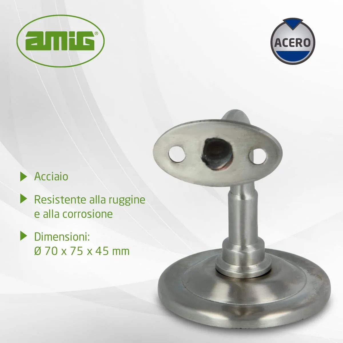 Amig supporto corrimano scala acciaio argento Ø70 mm