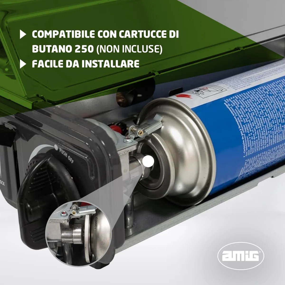 Amig CAMP02 fornello campeggio 2 fuochi con piastra 2x2,2 kW