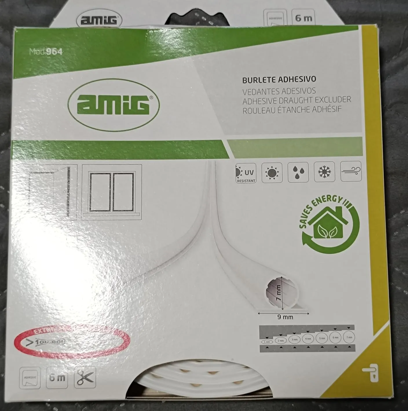 Amig 964 guarnizione adesiva marrone 2x3 m Ø7x9 mm