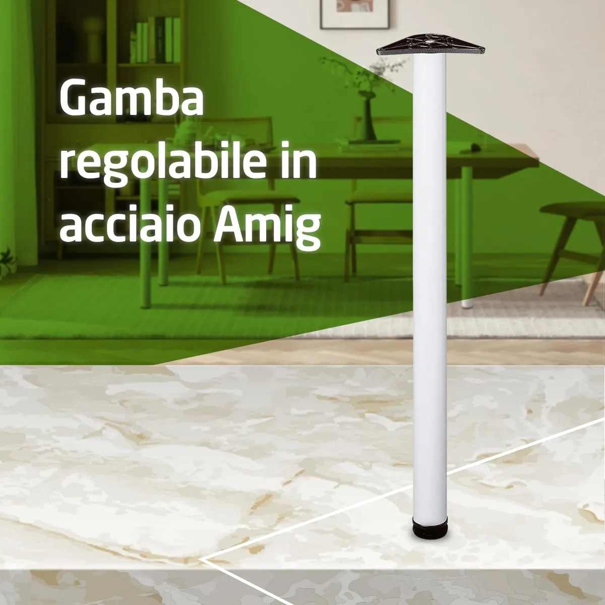 Amig Gamba Tavolo Acciaio Bianca 60x870 mm