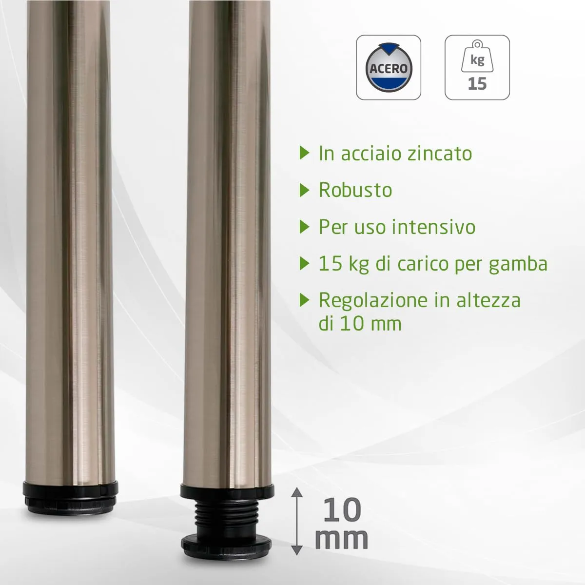 Amig Gamba Tavolo Regolabile 60x870 mm Cromo Opaco