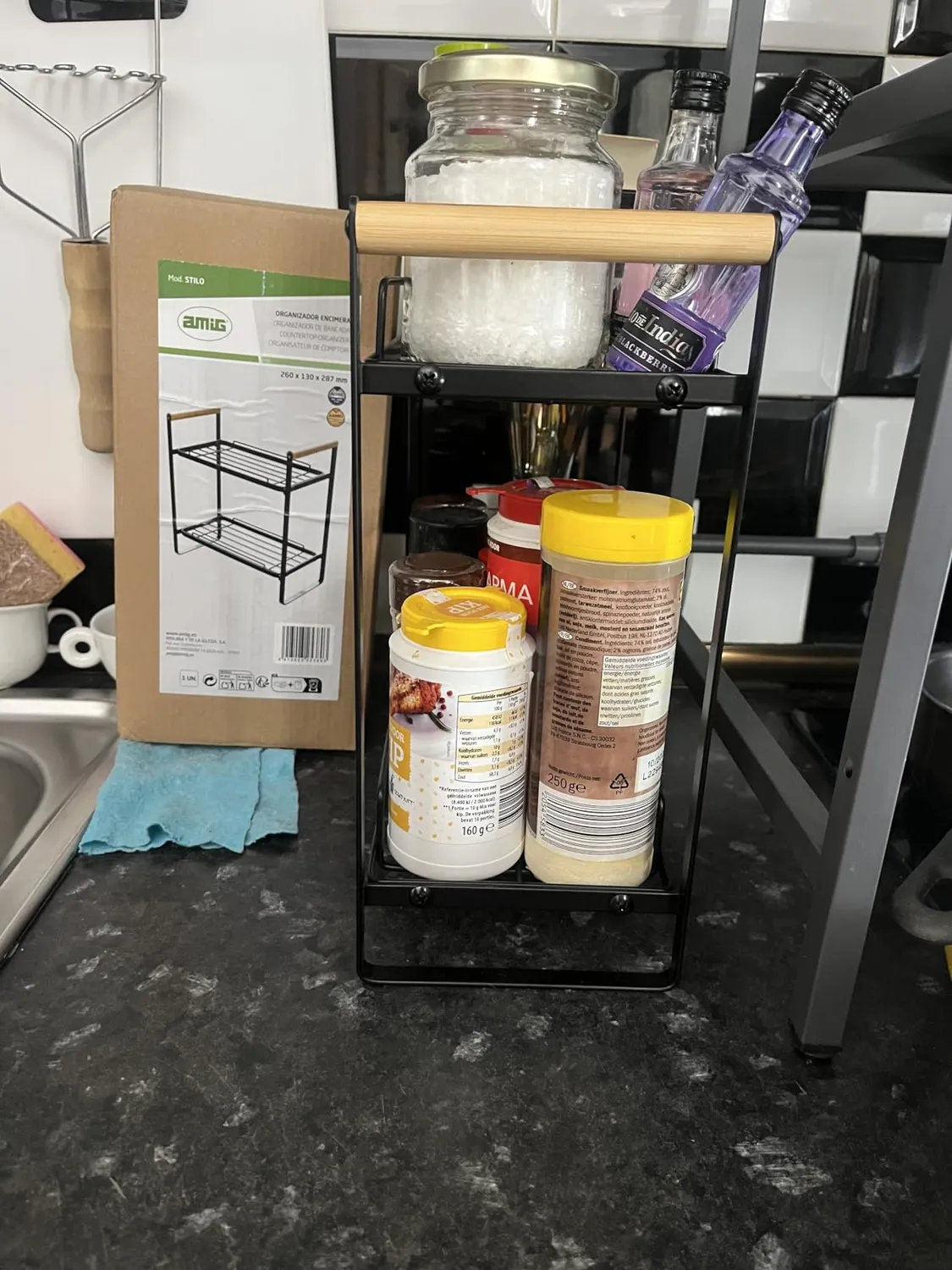 Amig scaffale 2 livelli acciaio bambù 260x130x287 mm