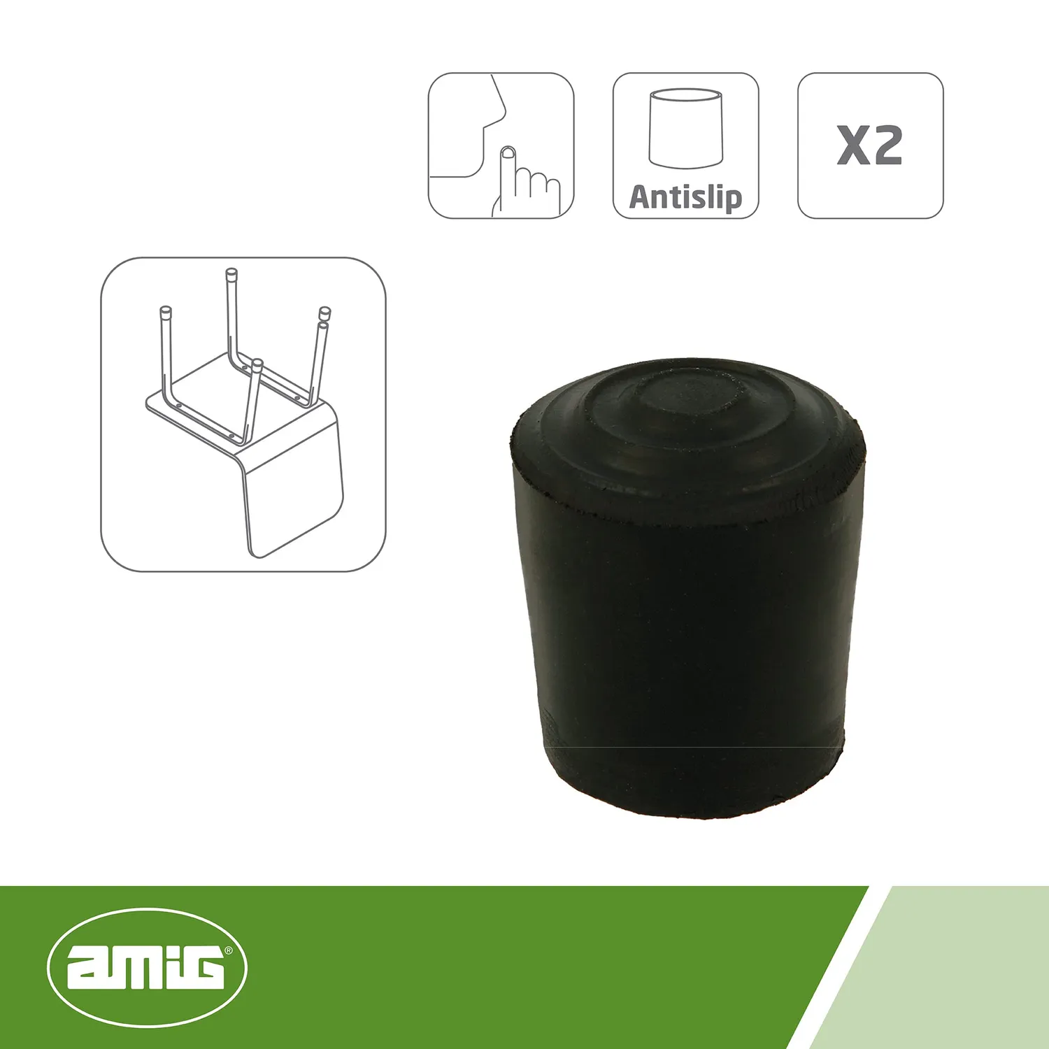 Amig Mod. 658 puntale esterno tondo Ø25 mm gomma