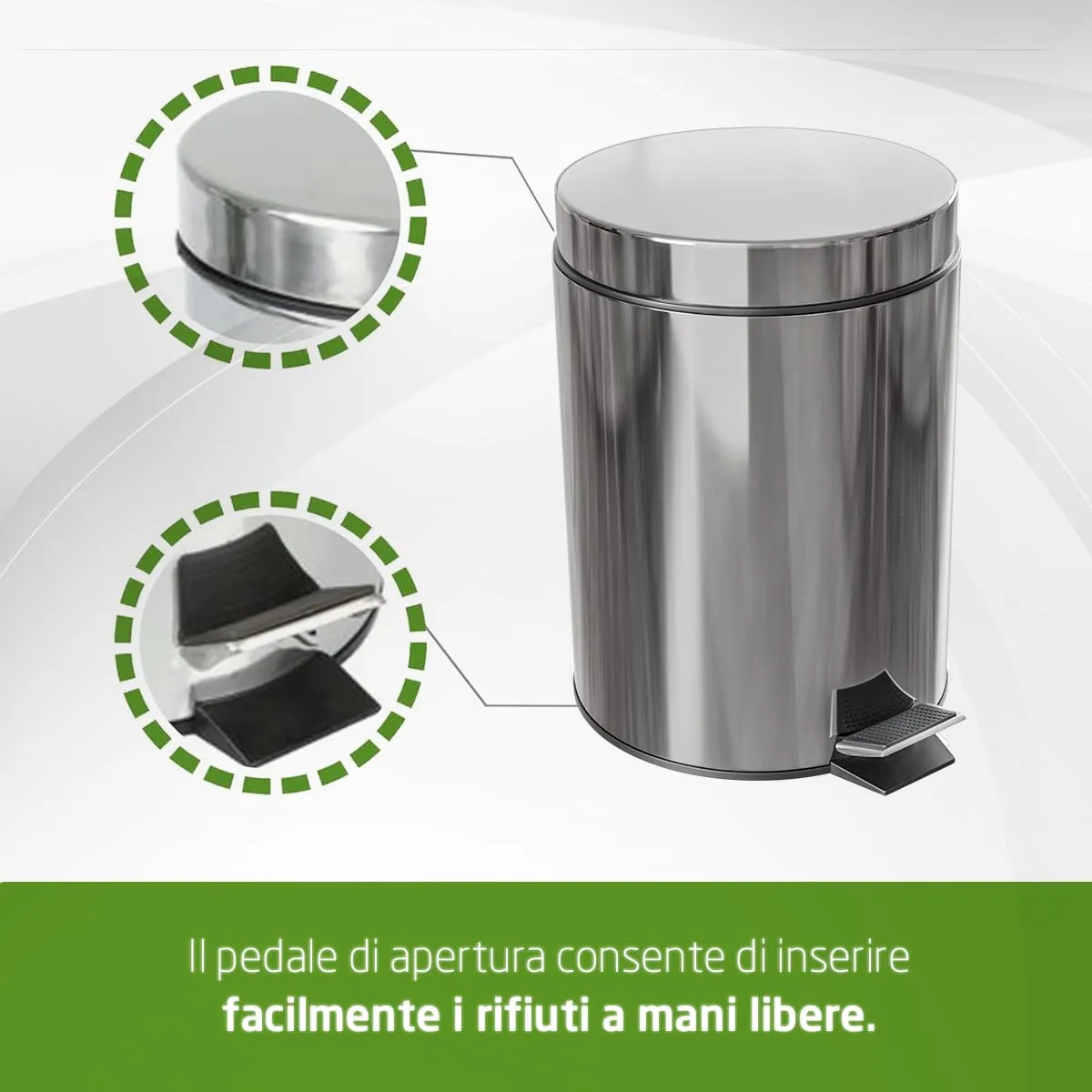 Amig pattumiera pedale inox 12L satinata antimpronta