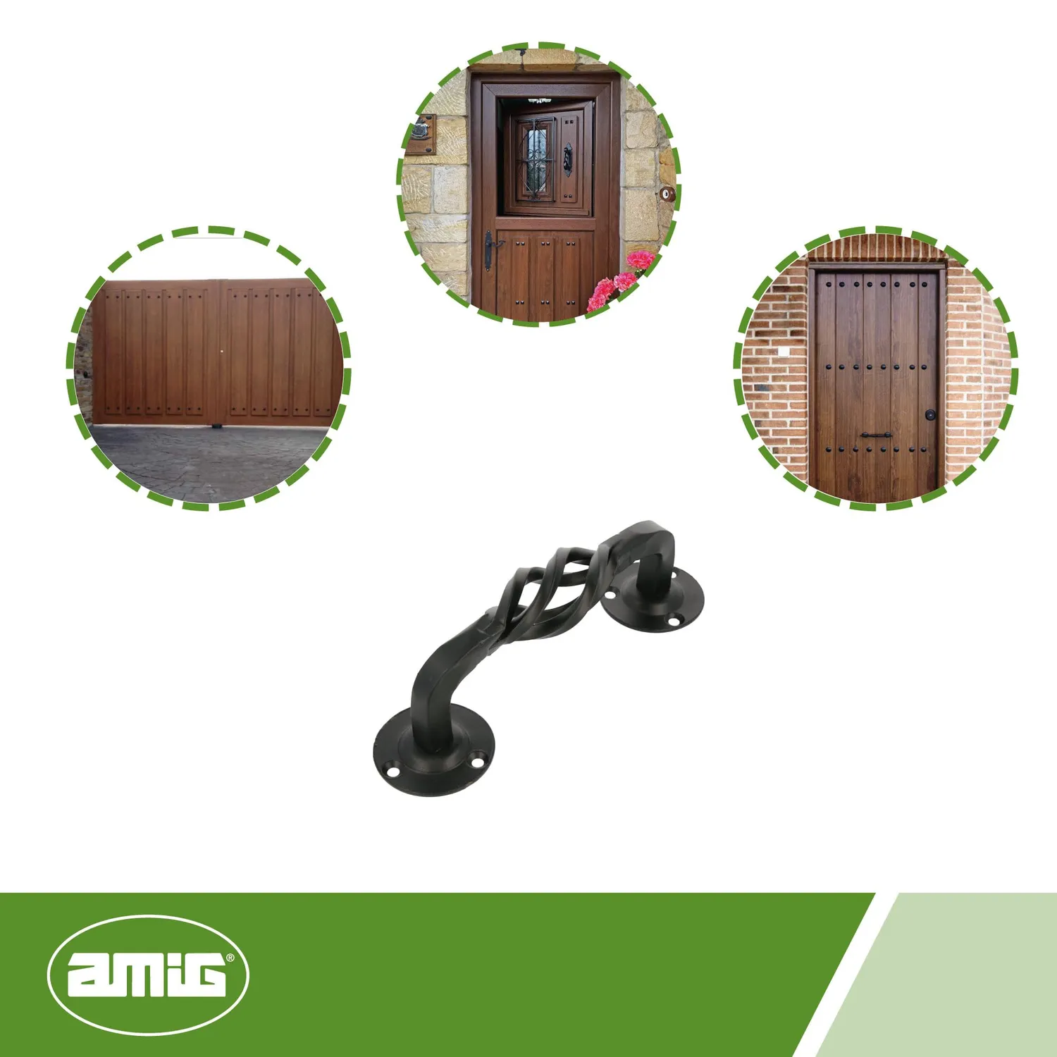 Amig 104R Maniglione 240 mm Nero Acciaio Rustico