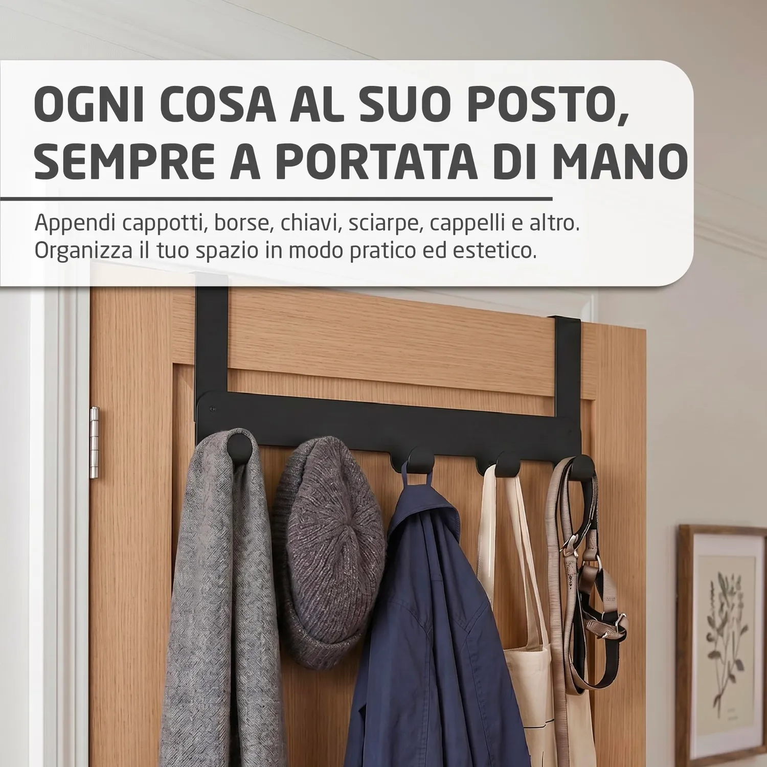 Amig CP42 Appendino Porta Nero Opaco Acciaio 435 mm