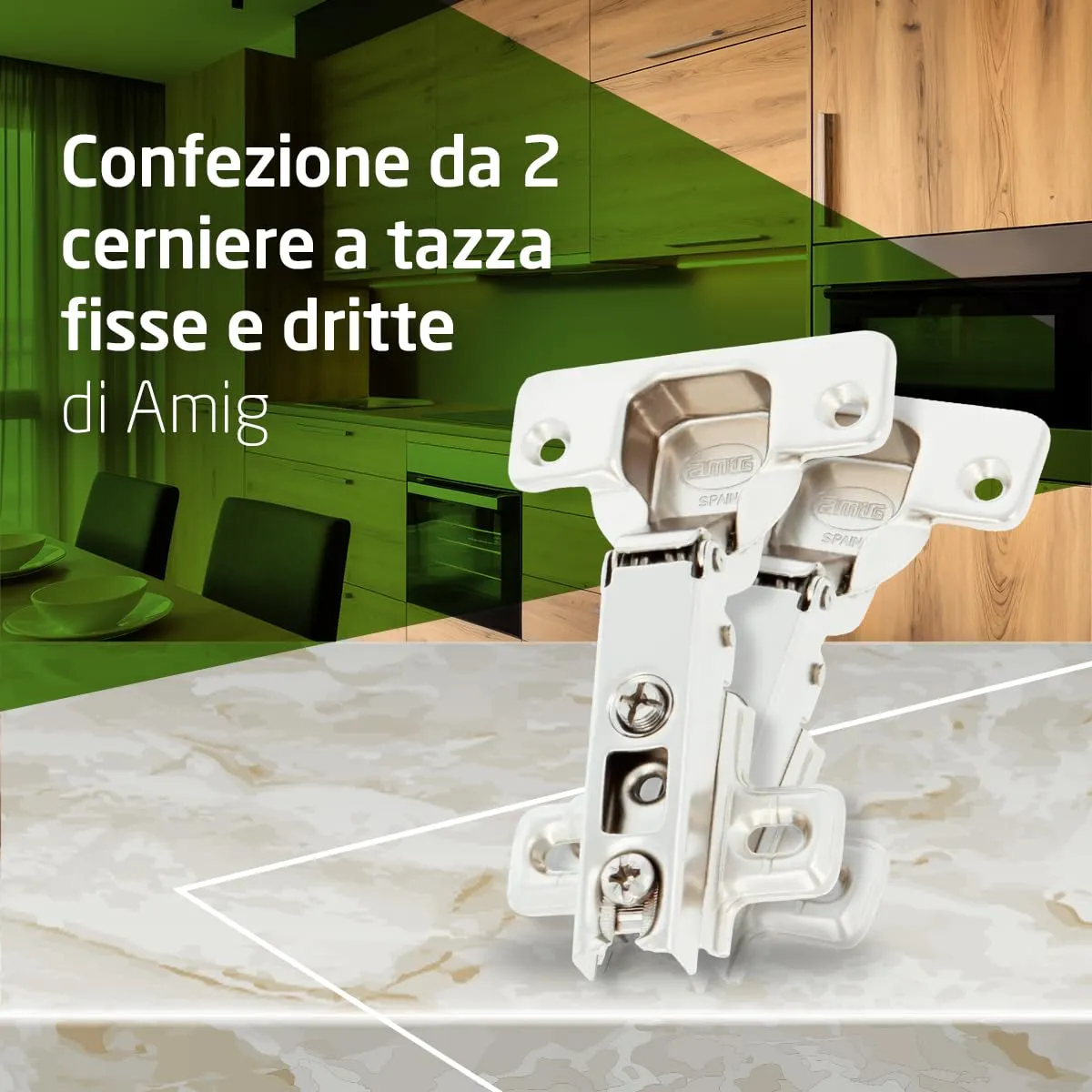 Amig Cerniera Tazza 35 mm 110° Nichelata Set 2 Pezzi