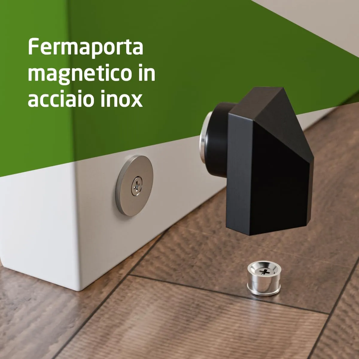 Amig fermaporta magnetico pavimento nero 36 mm inox