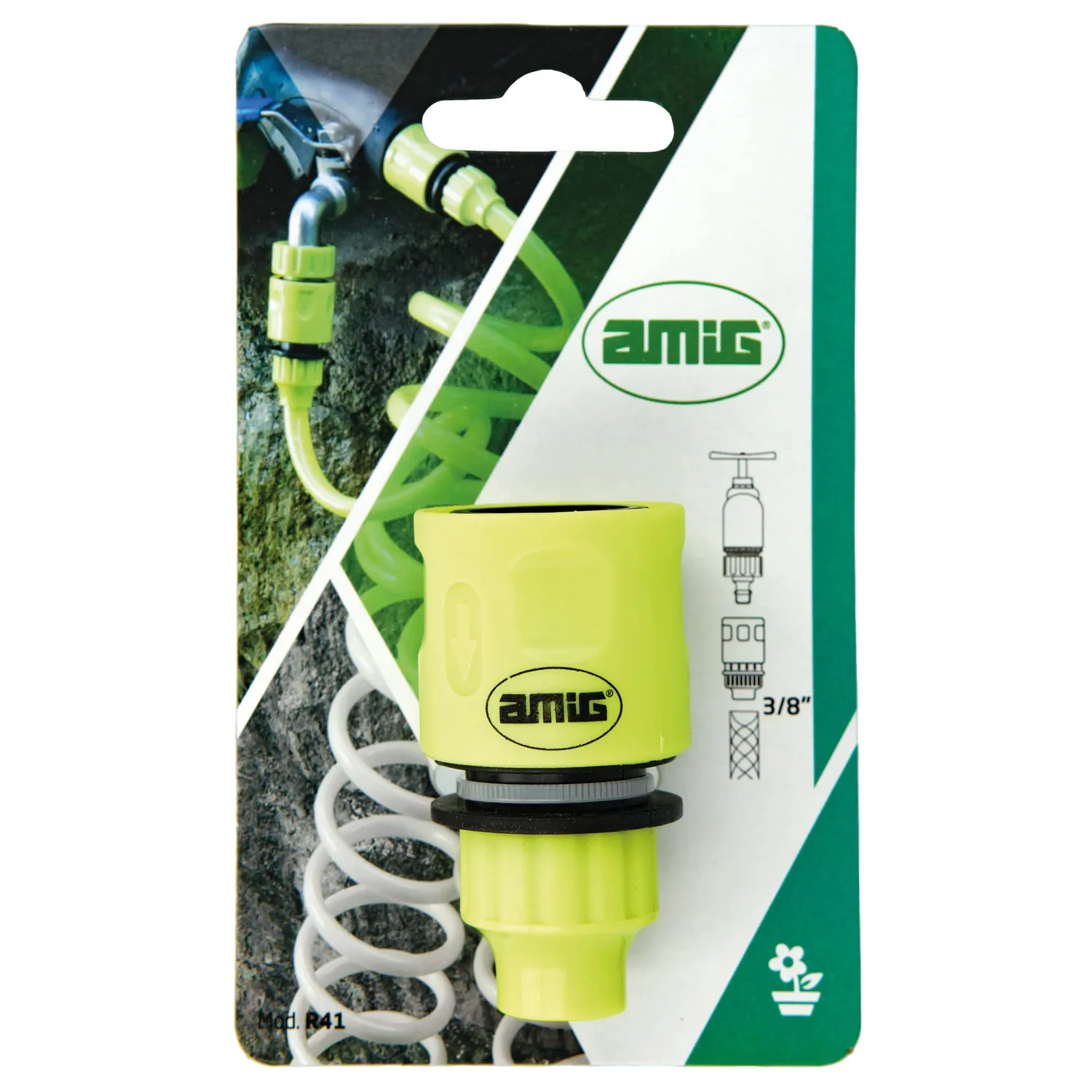 Amig raccordo rapido 3/8" verde pistacchio ABS singolo