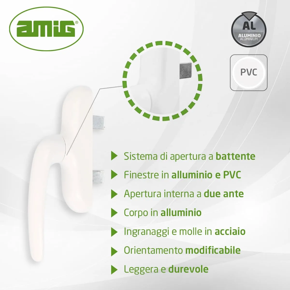 Amig maniglia finestra battente bianca 180 mm