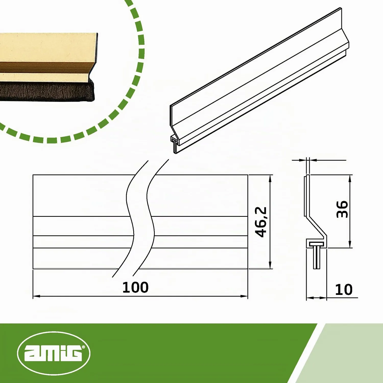 Amig Paraspifferi Adesivo Porte Oro 1000 mm Alluminio