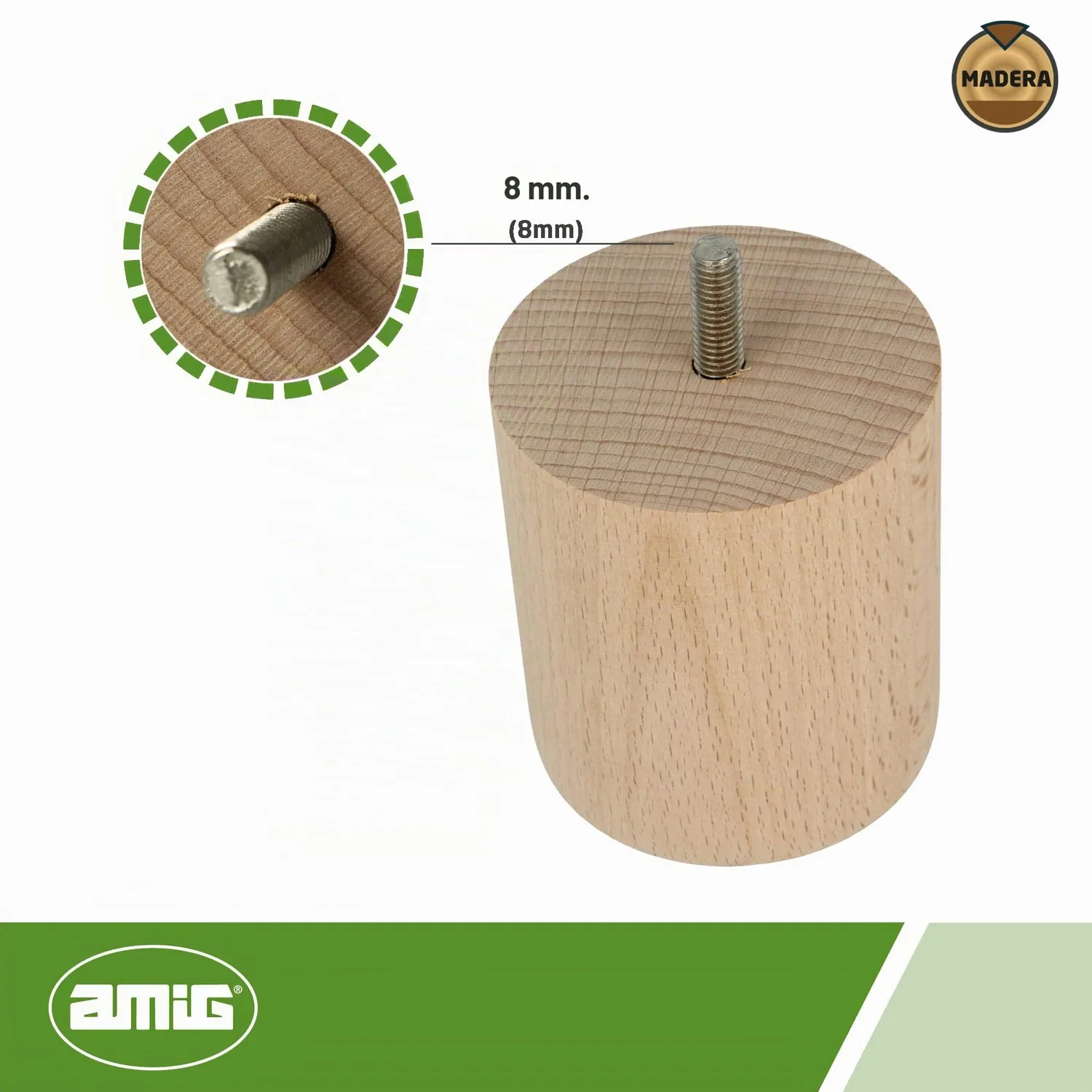 Amig piede mobile rotondo faggio 68x80 mm