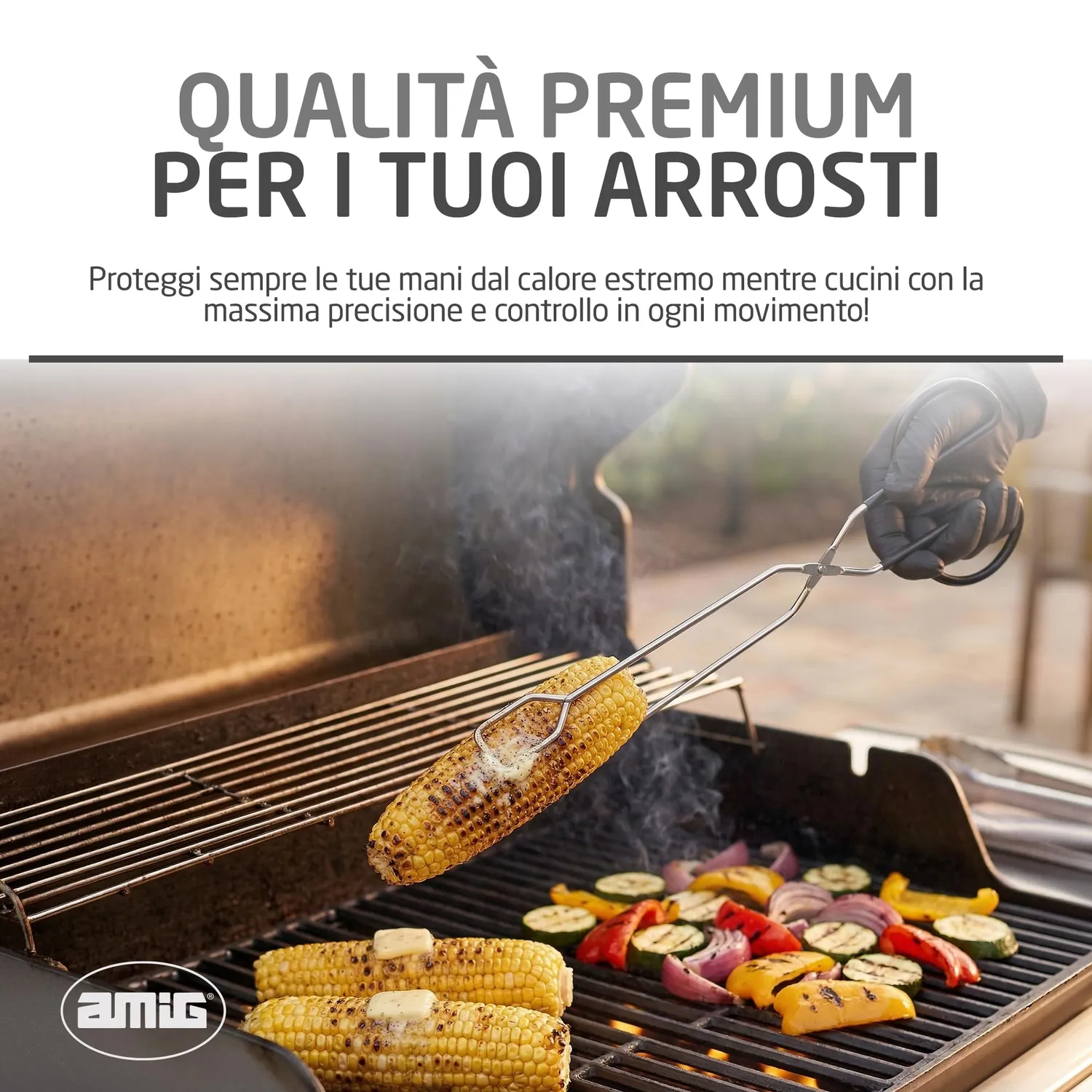 Amig AM33 pinze barbecue 34,5 cm acciaio inox
