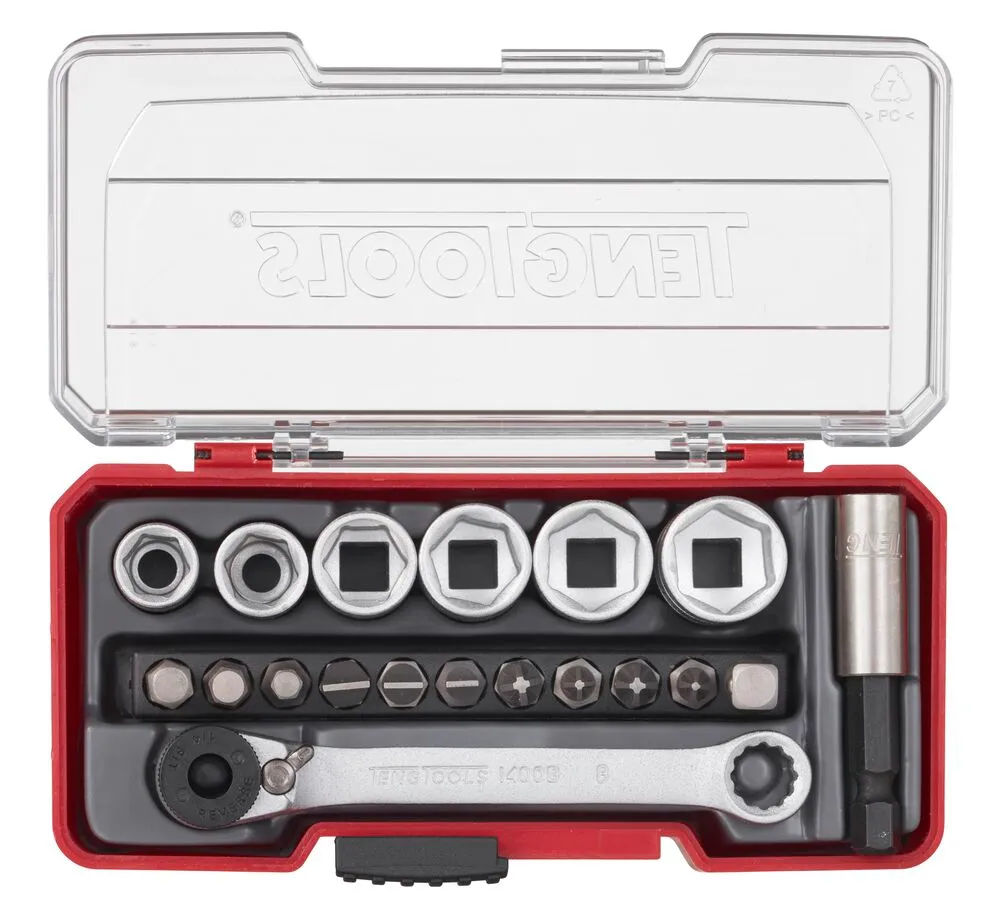 TengTools Set Bussole 1/4" 19 Pezzi con Clip Cintura