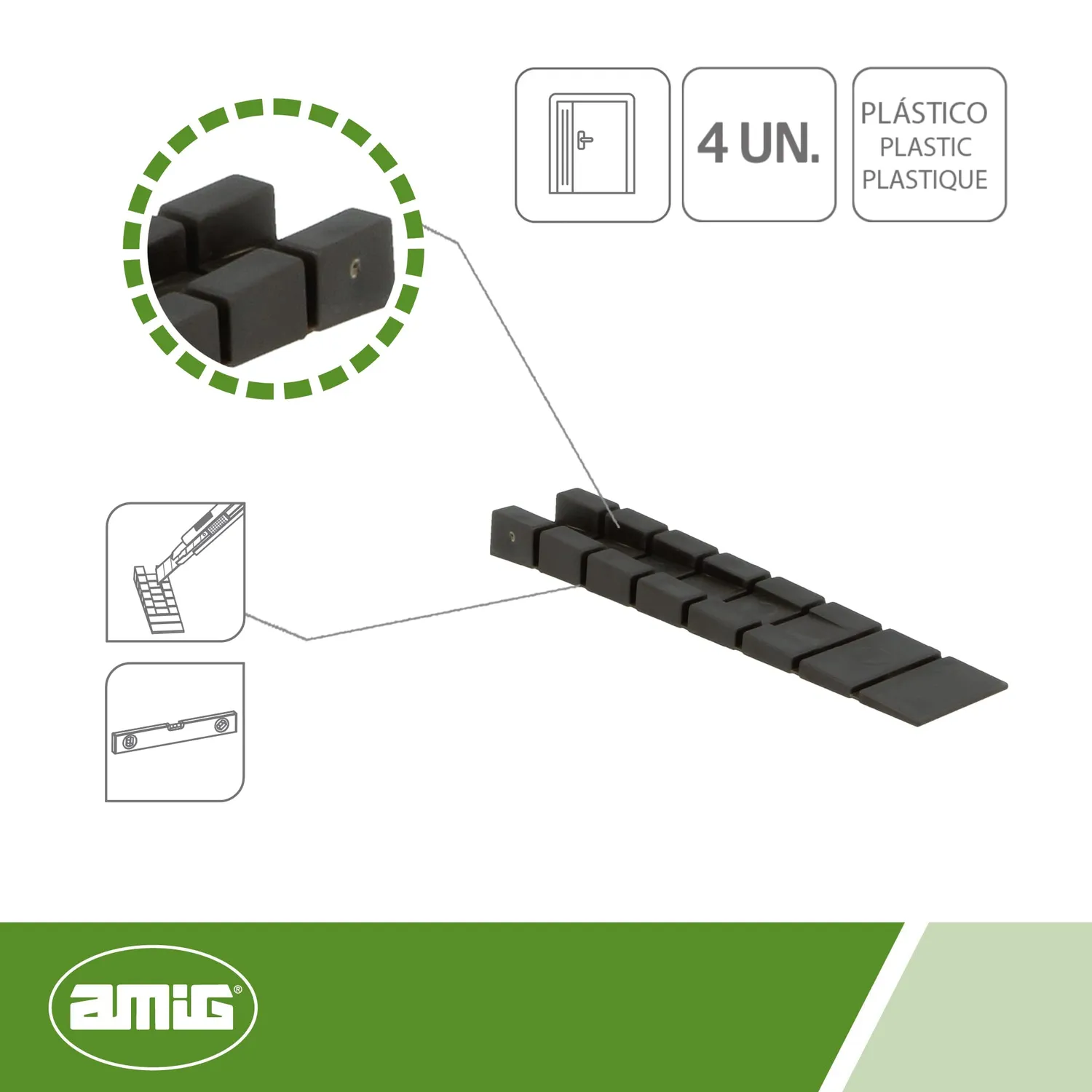 Amig cunei livellanti neri mobili set 4 pezzi