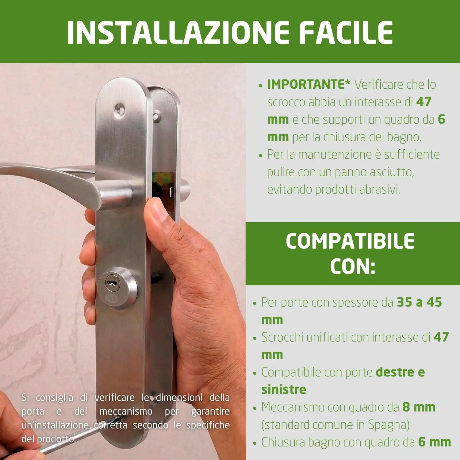 Amig Ishi 46 maniglia porta sinistra nichel spazzolato