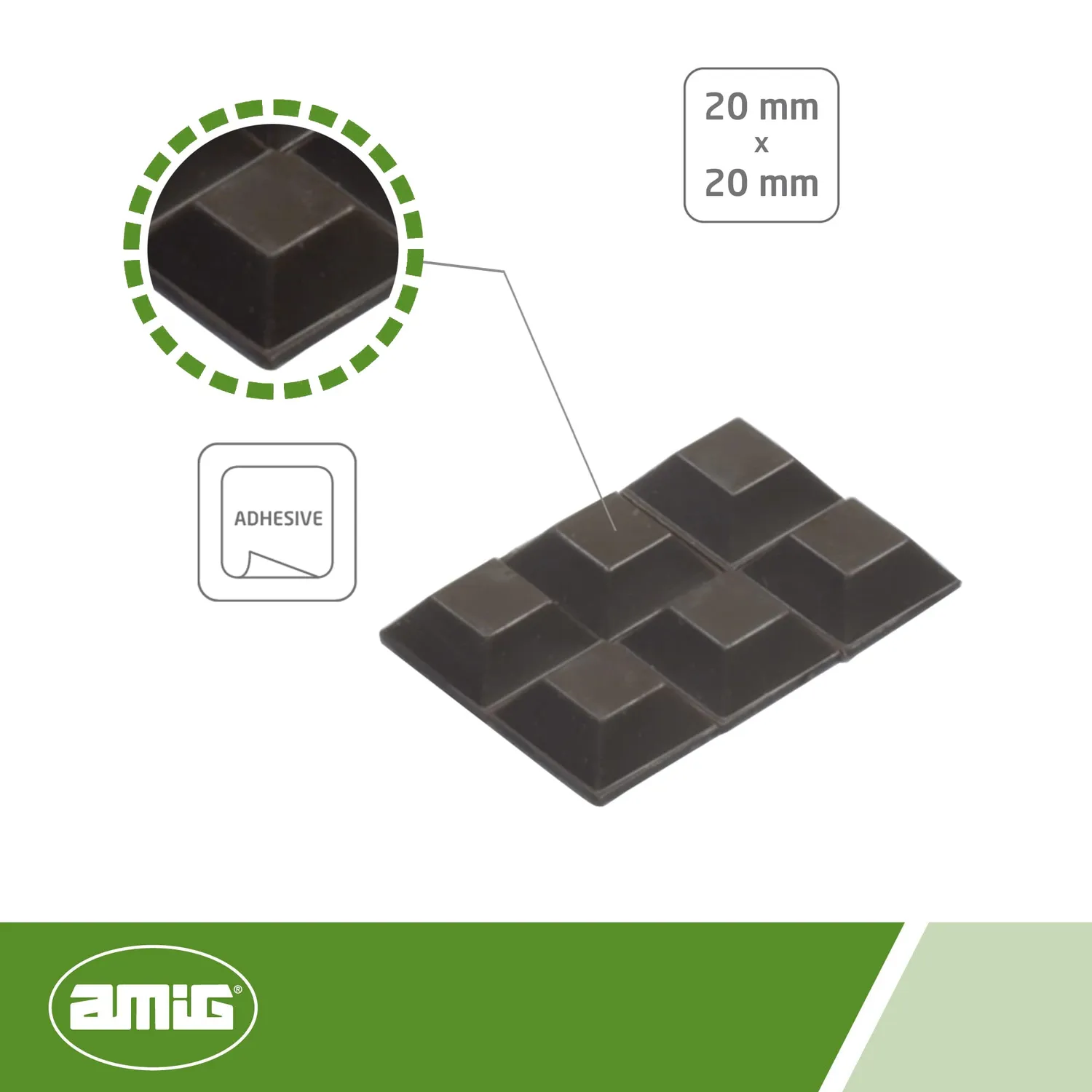 Amig Paracolpi Adesivi 20 x 20 mm Marrone PVC