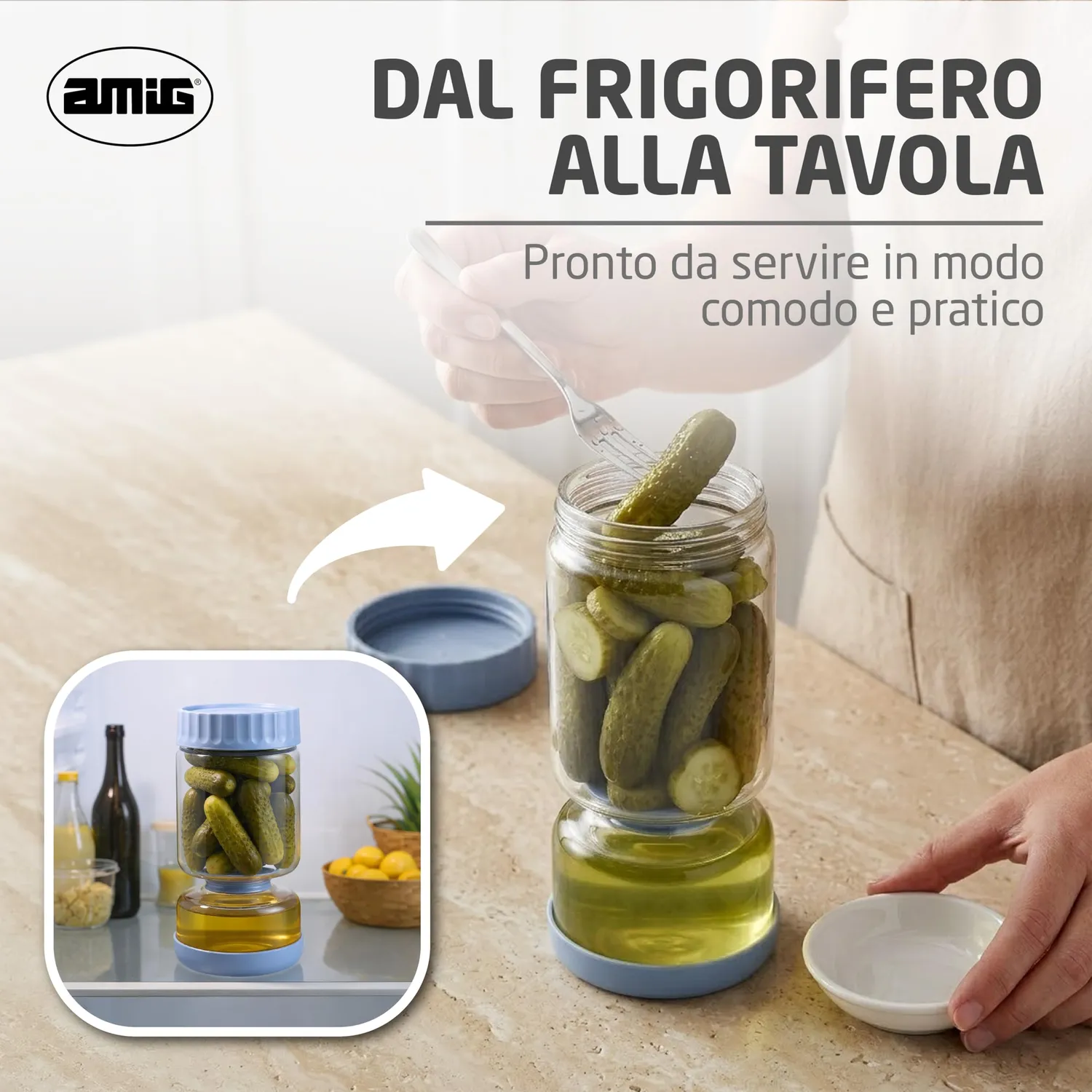 Amig Mod.1 Barattolo Vetro Sottaceti 1200 ml Ermetico