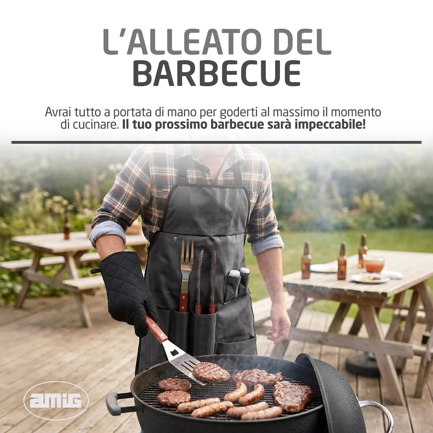 Amig AM17 Set Barbecue 7 pezzi con Grembiule