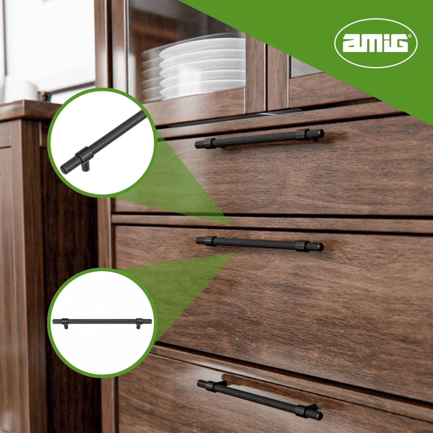 Amig 836 maniglia mobili 192 mm nero opaco 2 pz inox