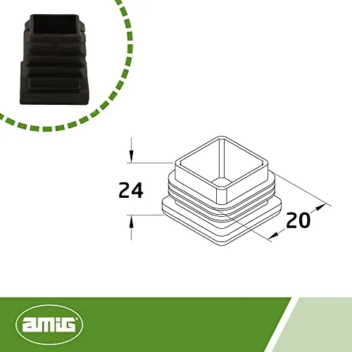 Amig 661 puntale quadrato interno 20 mm polietilene nero