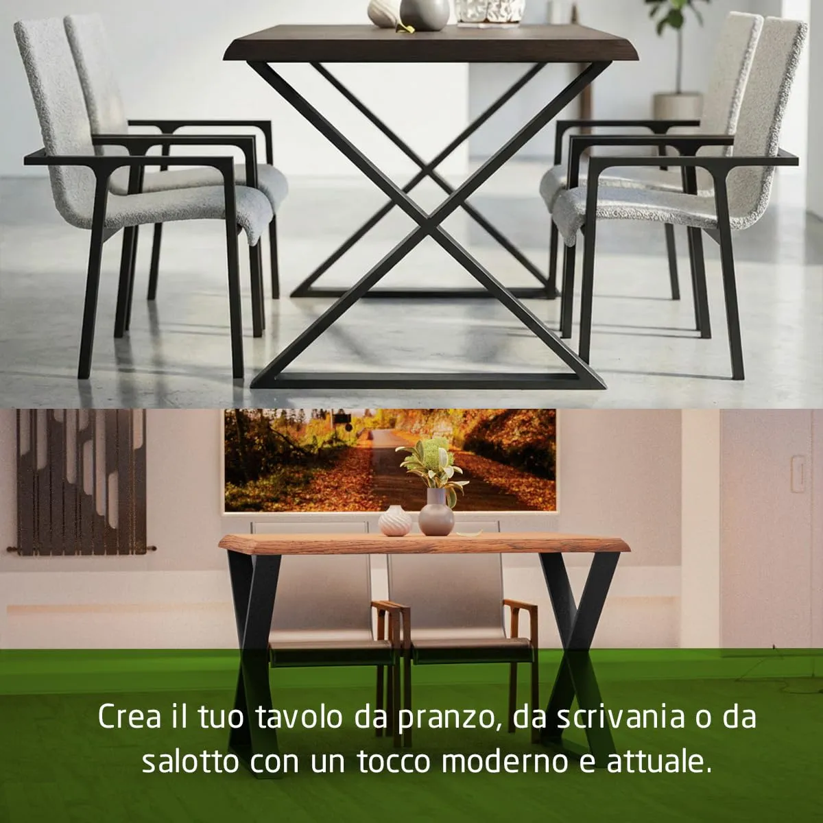 Amig 2400 gambe tavolo acciaio set 2 nere 71x78 cm