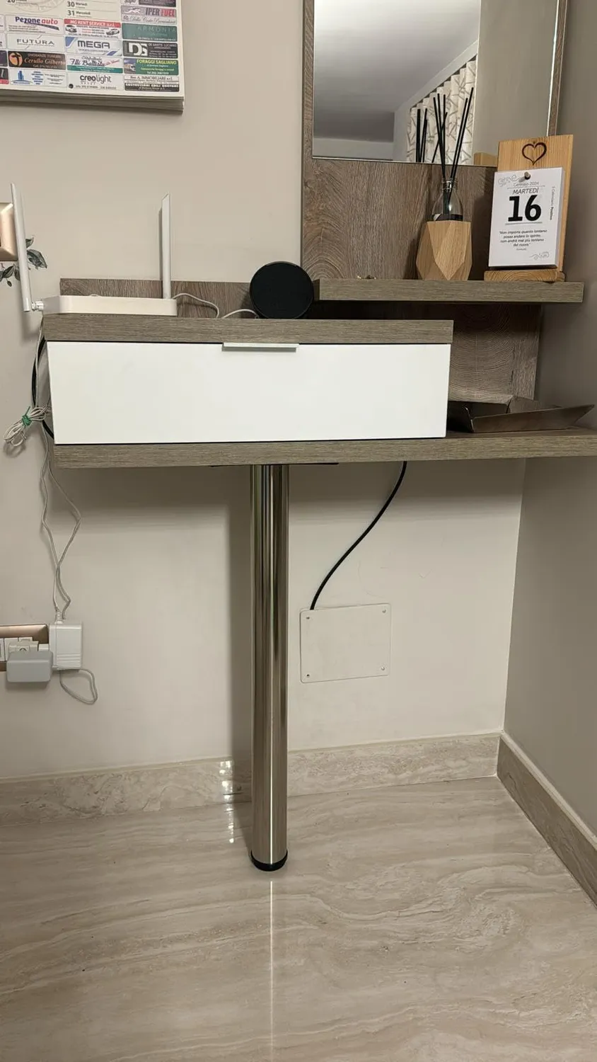 Amig Gamba Tavolo Acciaio Bianca 60x870 mm