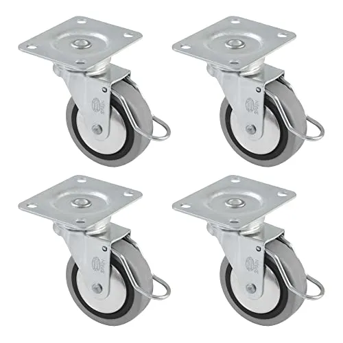 Amig 2503 Set 4 Rotelle Gomma Grigia 60mm con Freno