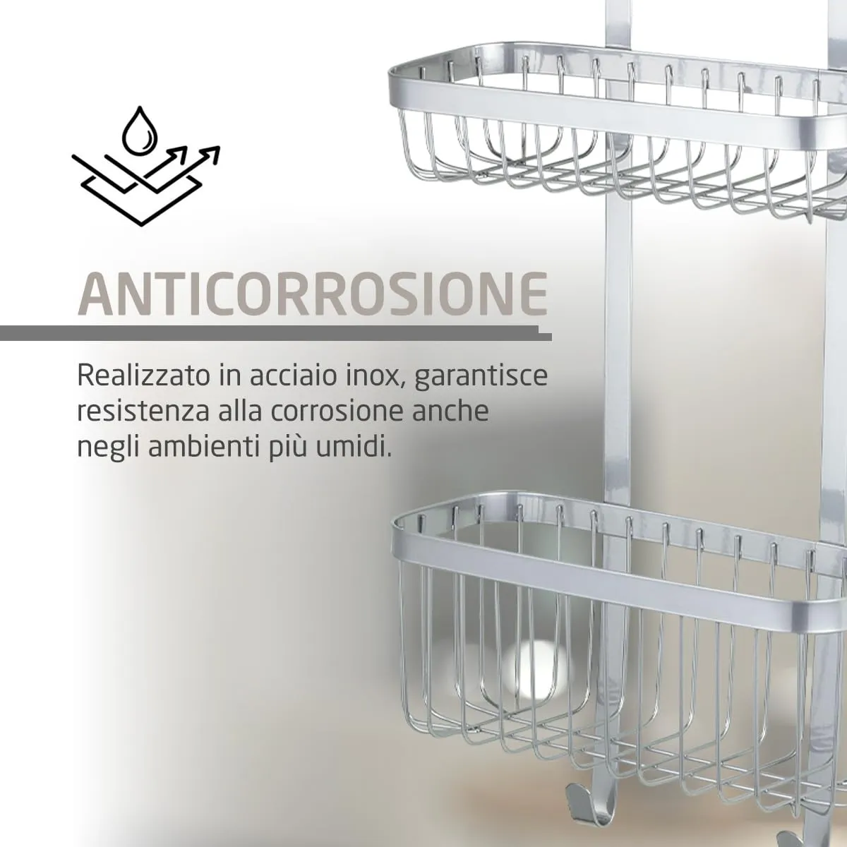 Amig Mensola Doccia Sospesa 2 Livelli Acciaio Cromo