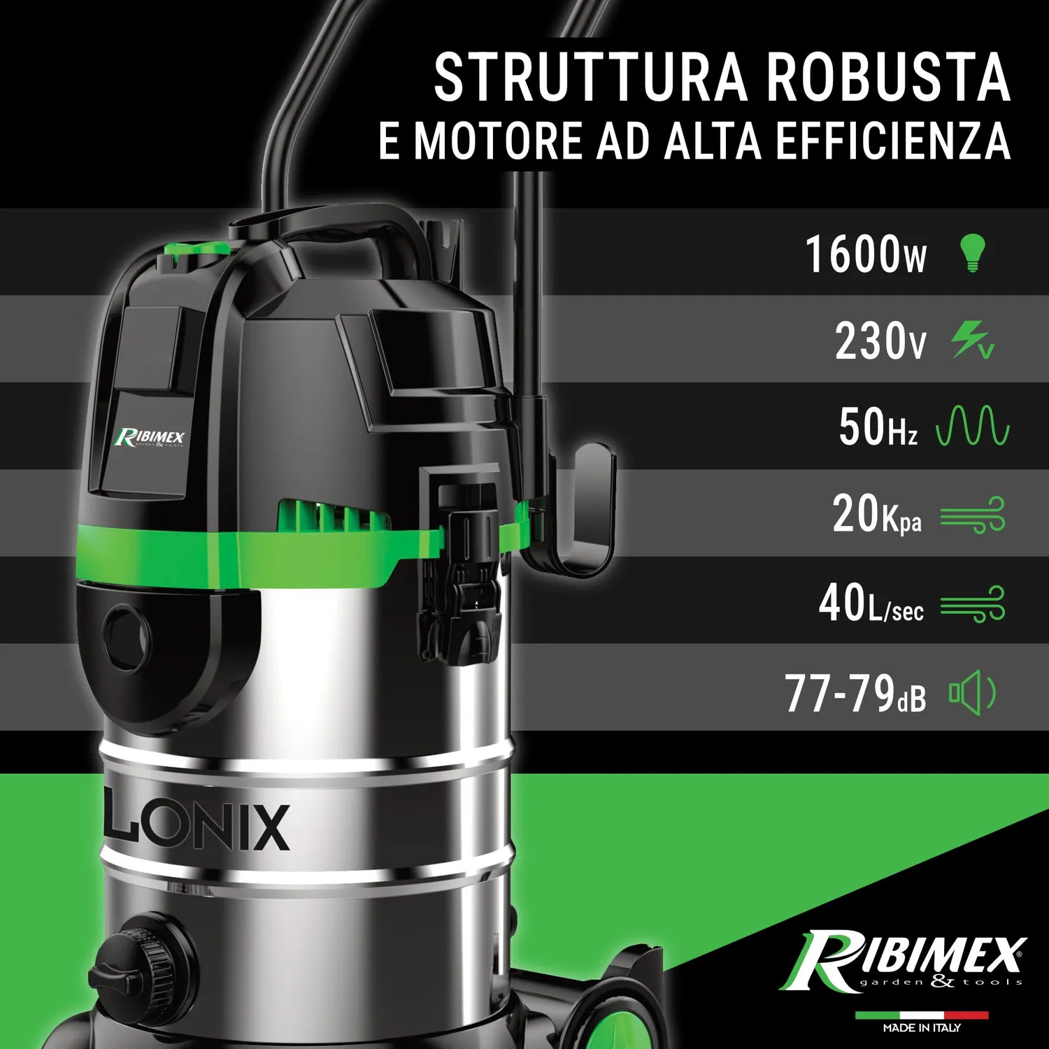 Ribimex Cyclonix PRCEN023 aspiratore 4in1 30L 1600W