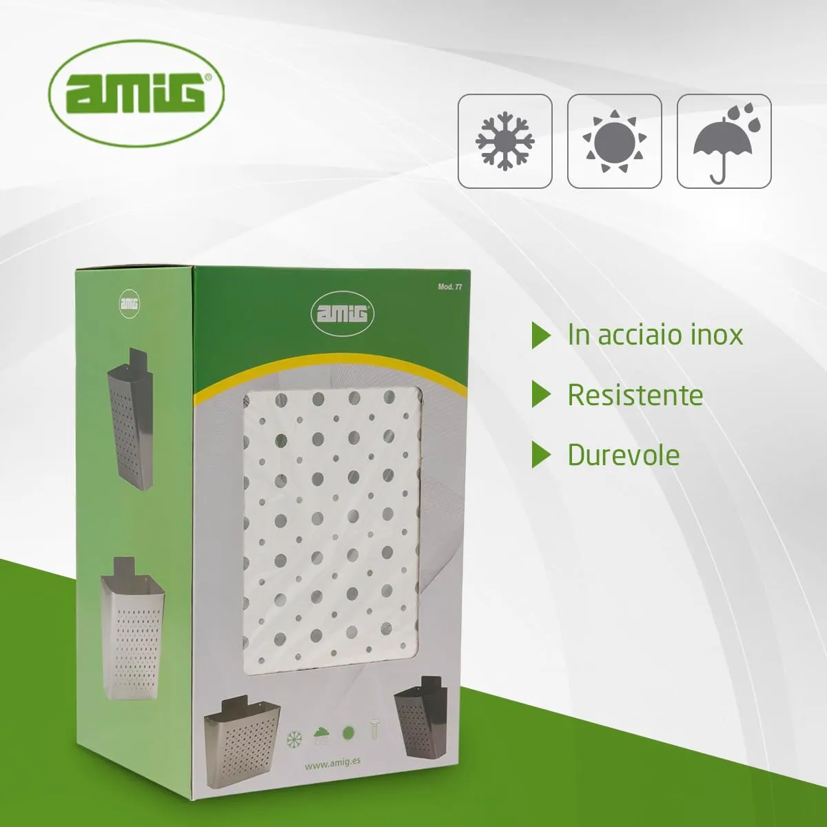 Amig Cassetta postale cestino 32x36x19 cm acciaio bianco