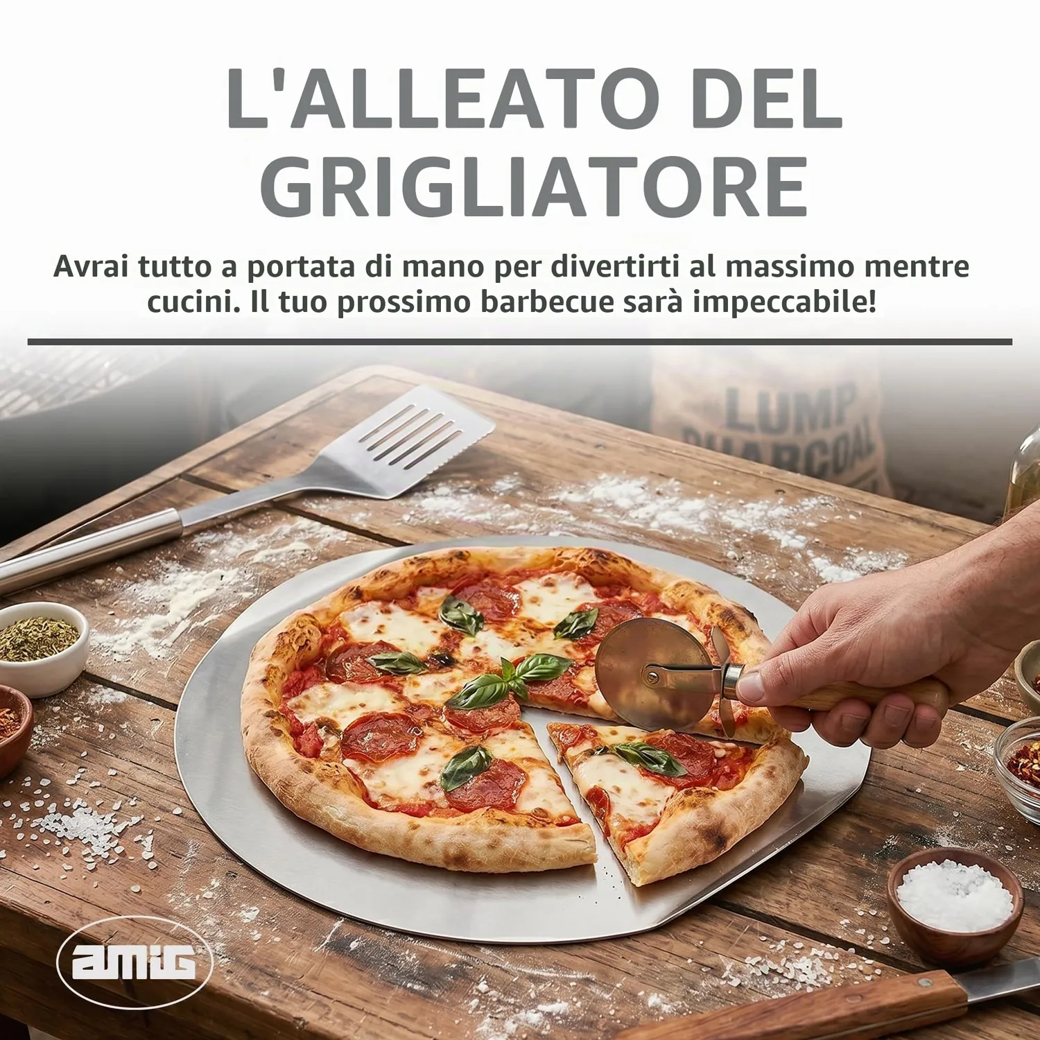 Amig AM27 kit pizza pietra 33 cm forno barbecue