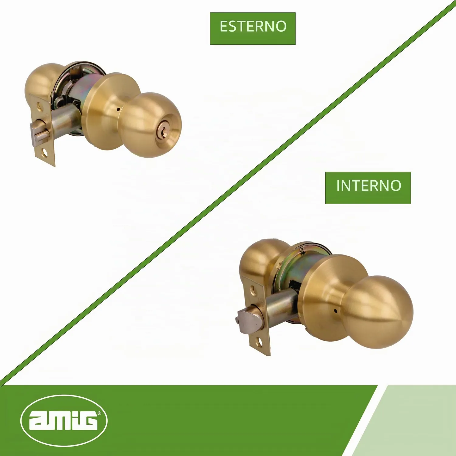Amig pomolo sfera con chiave ottone dorato lucido 60/70 mm