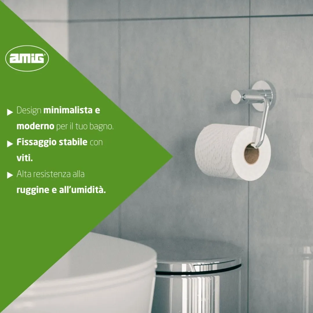 Amig Gorliz-4 portarotolo bagno acciaio argento cromo